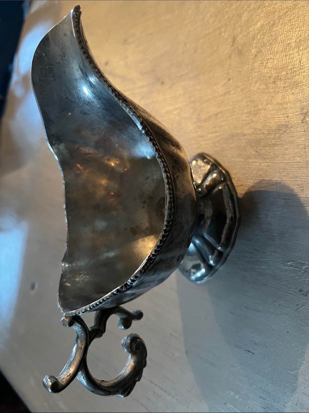 Vintage Ornate Silver Sauce Scoop